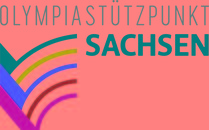 Grafik Logo des Olympiastützpunktes Sachsen mit deutschen und olympischen Farben in Hakenform