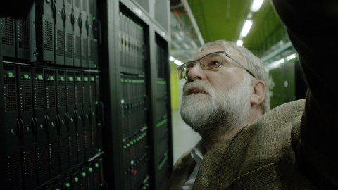 Professor Nagel checks a server.