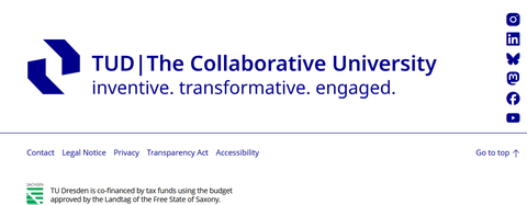 Screenshot of the footer on the TU Dresden website