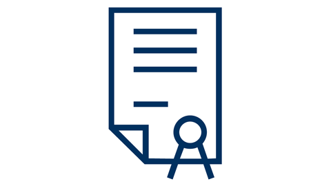 Icon zeigt Blatt mit Linien und eine Figur am unteren Blattrand