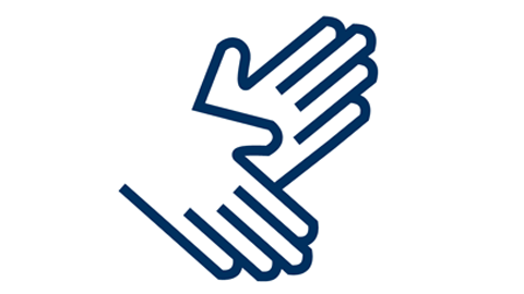 Icon zeigt zwei Hände, die eine zeigt nach oben, die andere nach unten. 