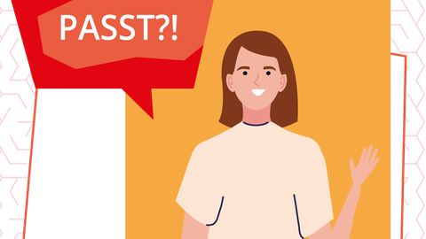 A person with a speech bubble with the text "PASST?"